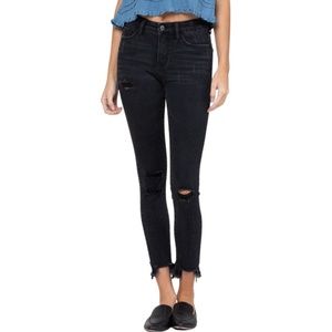 Black Mid Rise Distressed Jeans